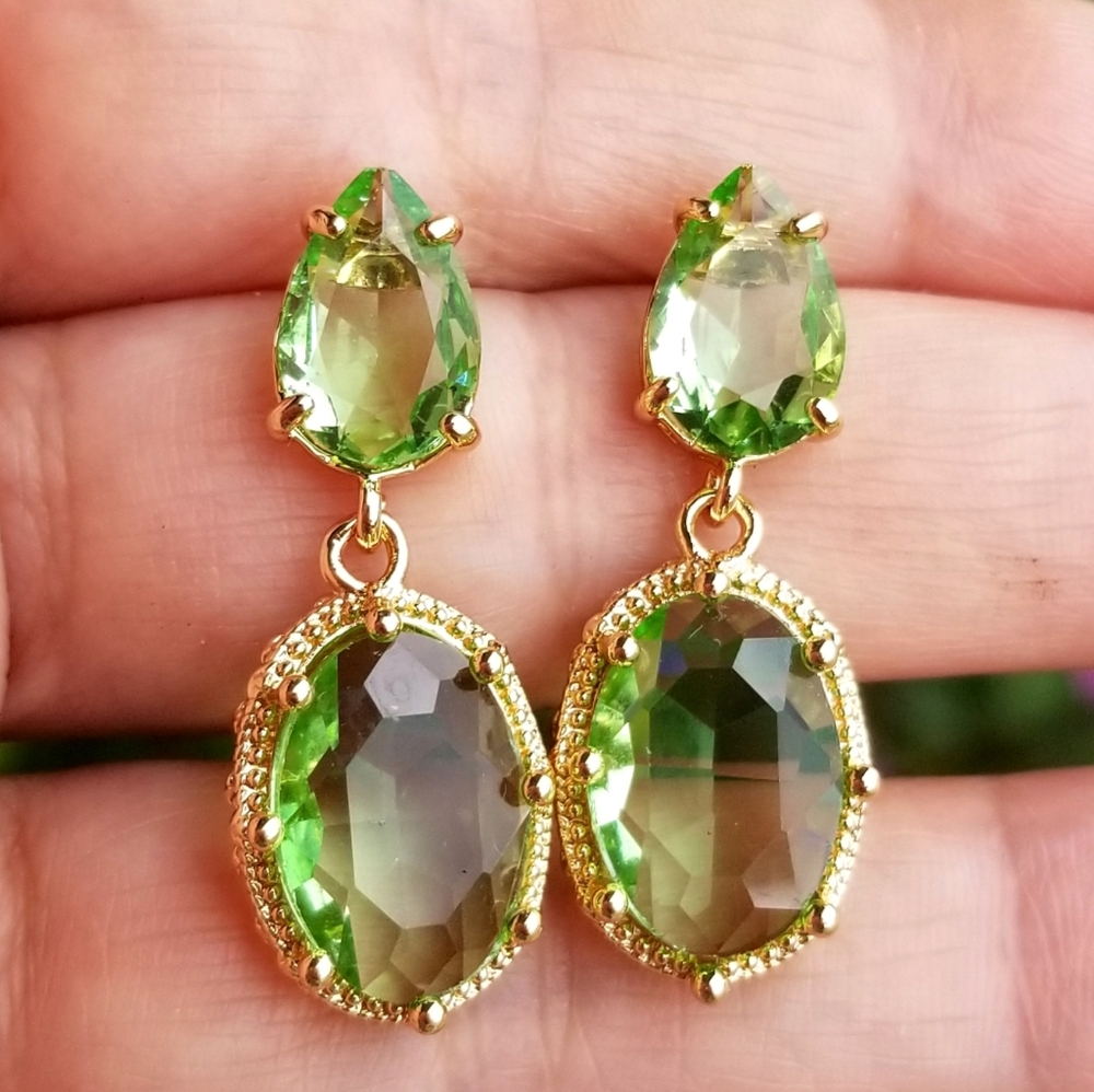 14k Gold Peridot Stud Earrings, Peridot Dangle Earrings, Peridot Earrings
